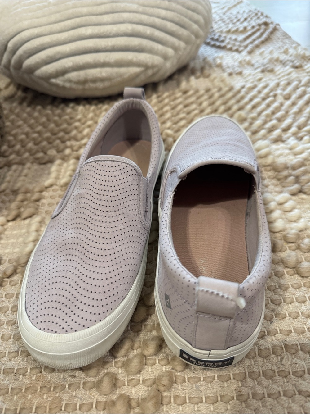 Like New! Size 9 Sperry Slip-On Perforated Sneakers -Pastel Lavender -Disc Ship!
